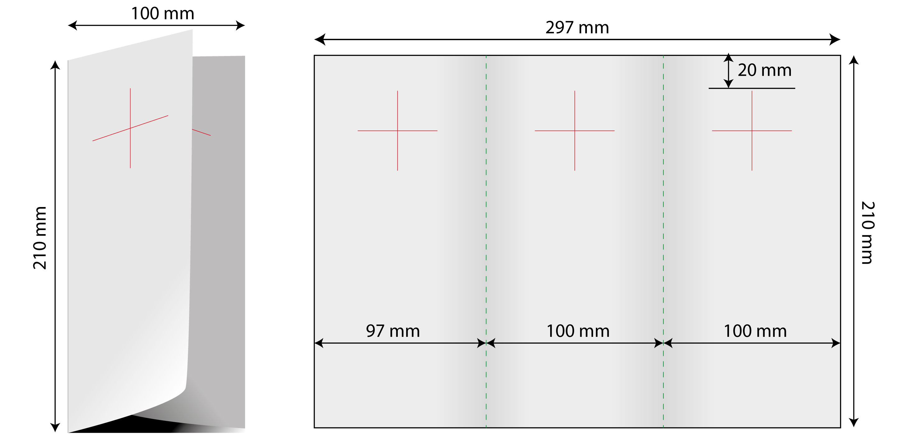 Door hanger Pliant 1/3 A4 trifold - dimensiuni