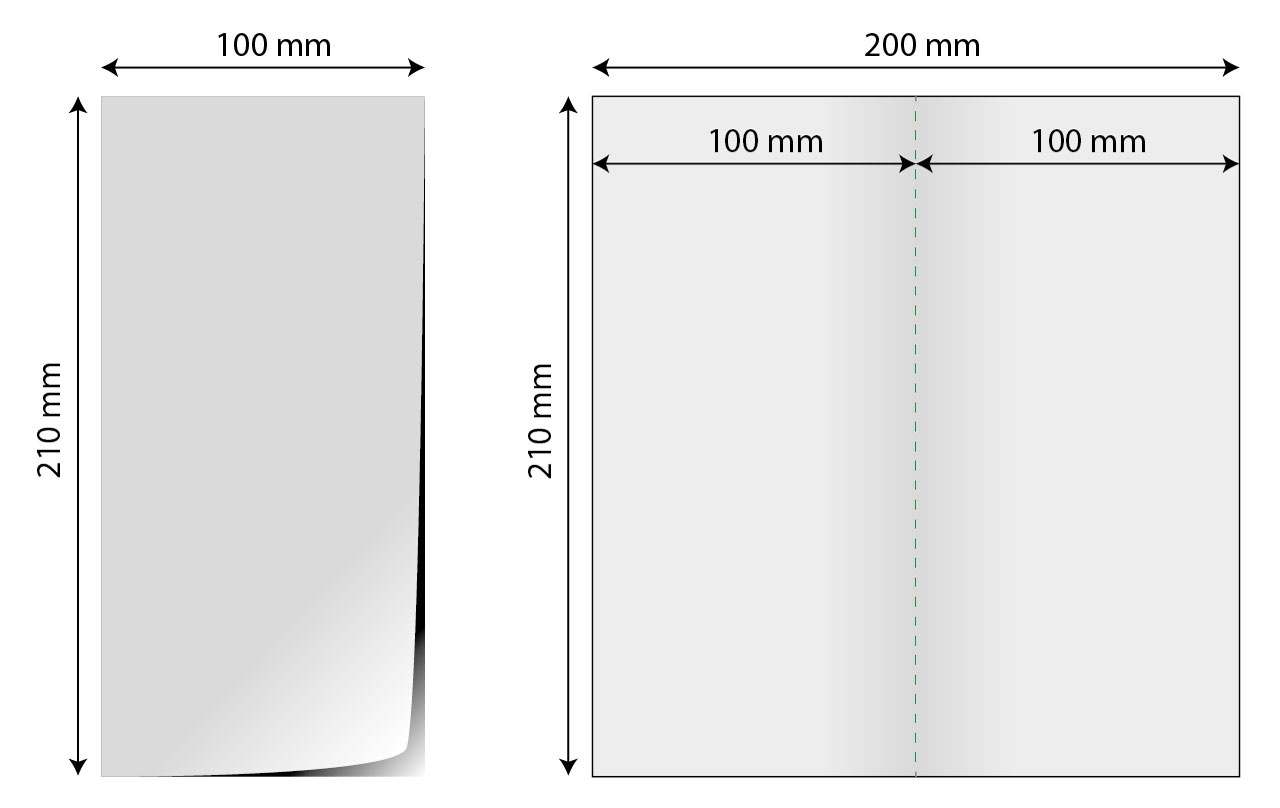 Pliant 1/3 A4 bifold - model cu dimensiuni